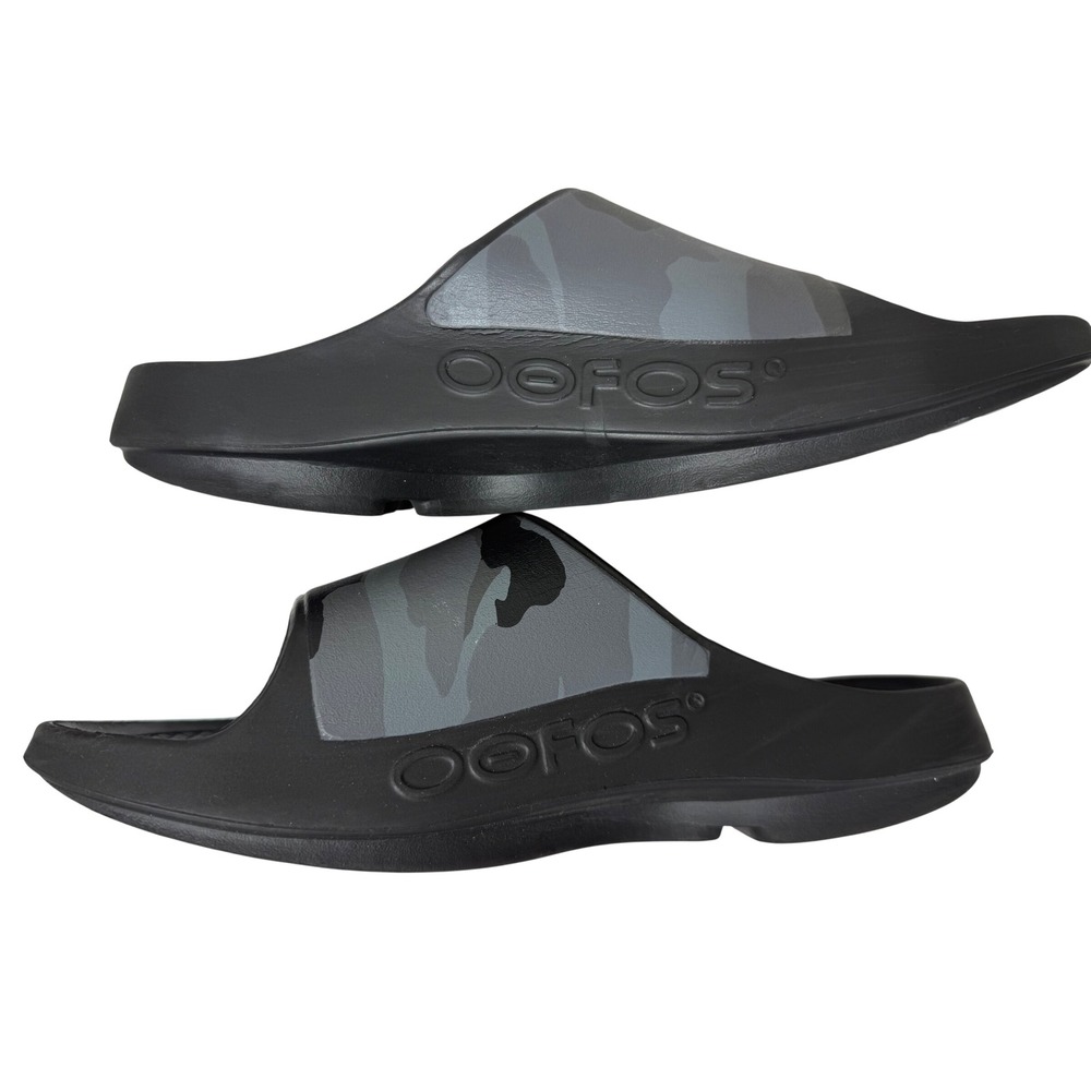 Oofos OOahh Sport Flex Black Camo Recovery Slides Mens 9 Womens 11 EU 42